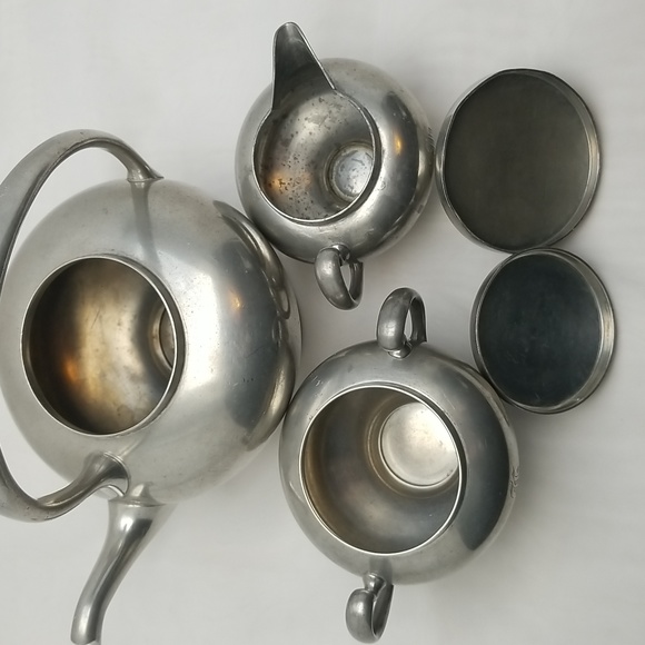 Art Deco Insico Pewter Tea Set - Picture 3 of 16